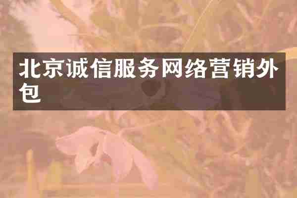 北京诚信服务网络营销外包