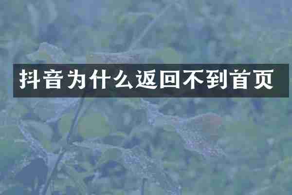 抖音为什么返回不到首页