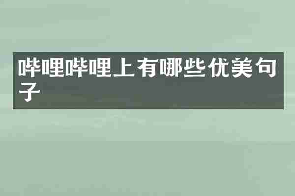 哔哩哔哩上有哪些优美句子