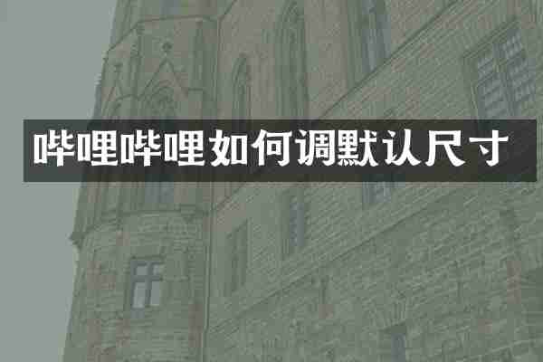 哔哩哔哩如何调默认尺寸
