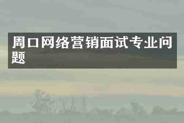 周口网络营销面试专业问题