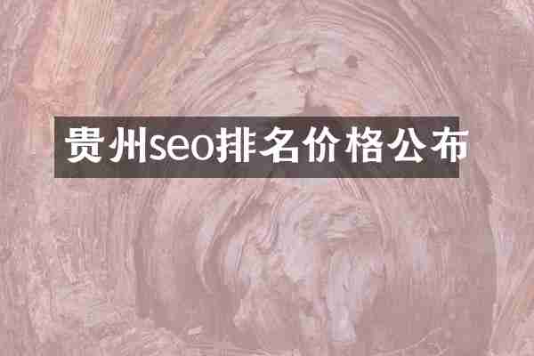 贵州seo排名价格公布