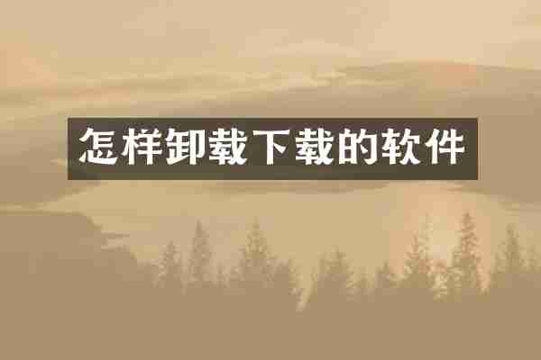 怎样卸载下载的软件