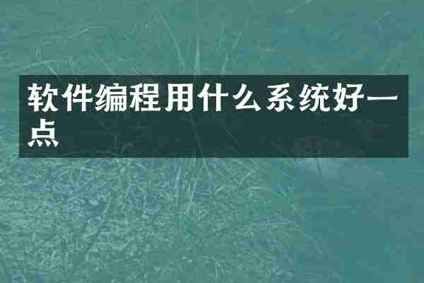 软件编程用什么系统好一点