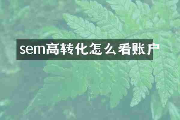 sem高转化怎么看账户