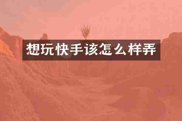 想玩快手该怎么样弄