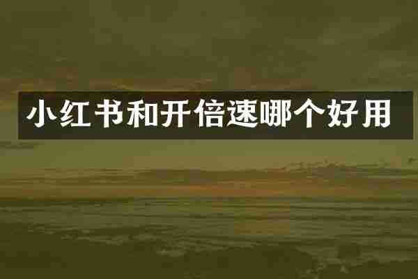 小红书和开倍速哪个好用