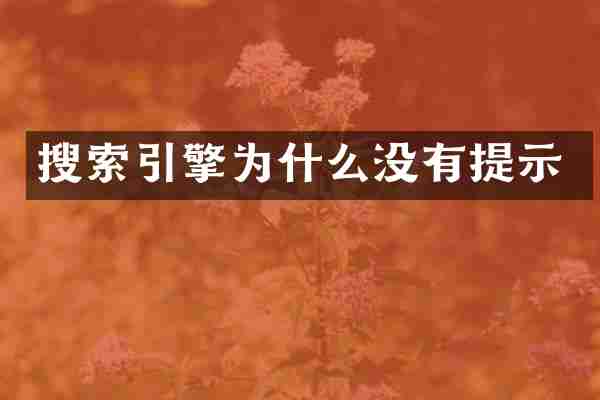 搜索引擎为什么没有提示