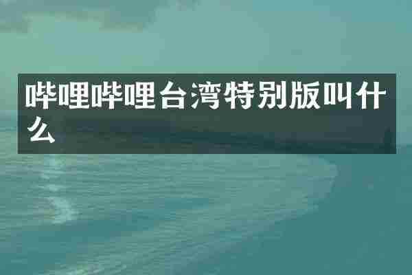 哔哩哔哩台湾特别版叫什么