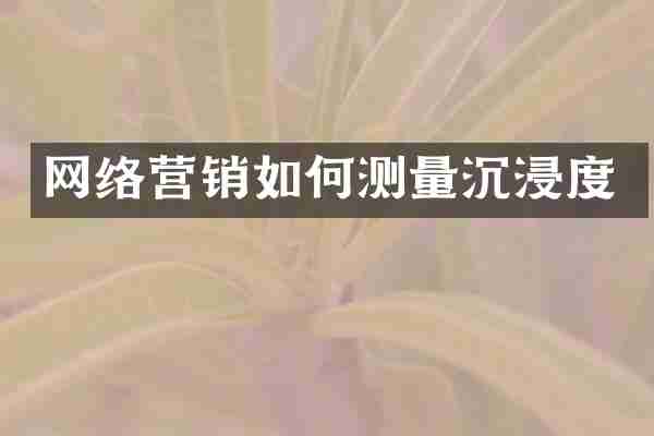 网络营销如何测量沉浸度