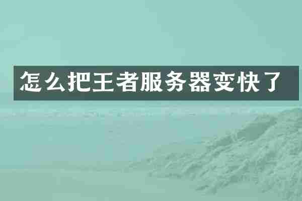 怎么把王者服务器变快了