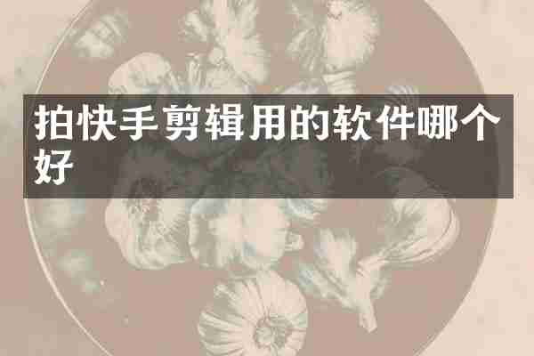 拍快手剪辑用的软件哪个好