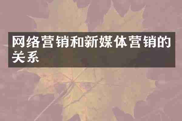 网络营销和新媒体营销的关系