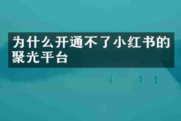 为什么开通不了小红书的聚光平台