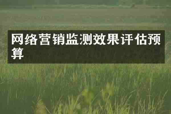 网络营销监测效果评估预算