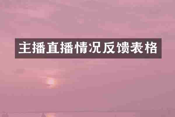 主播直播情况反馈表格