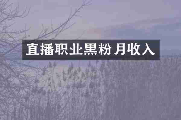 直播职业黑粉月收入
