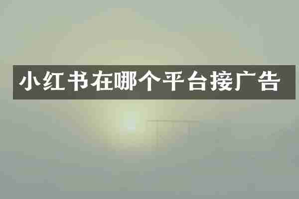 小红书在哪个平台接广告