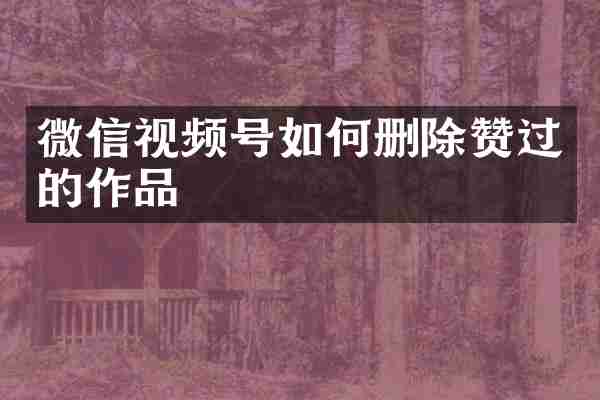 微信视频号如何删除赞过的作品