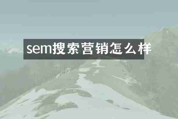 sem搜索营销怎么样