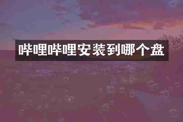 哔哩哔哩安装到哪个盘