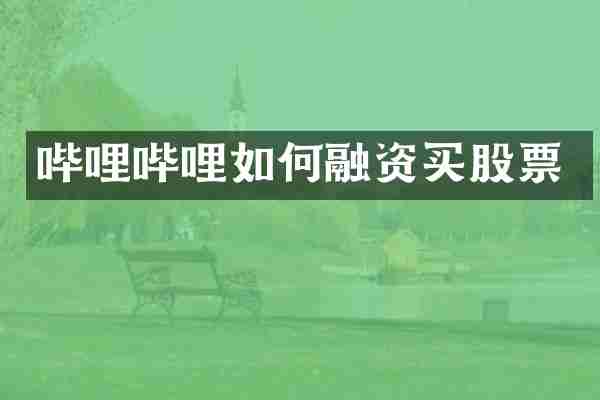 哔哩哔哩如何融资买股票