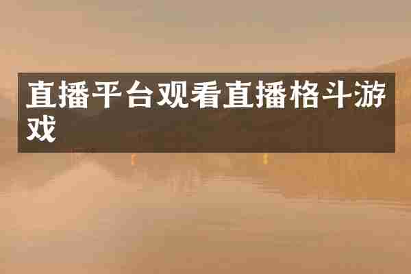 直播平台观看直播格斗游戏