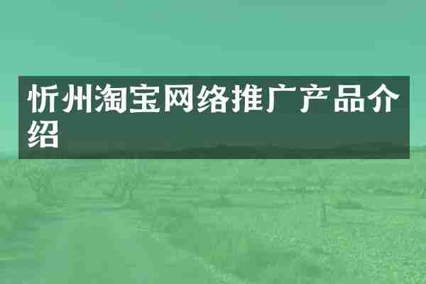 忻州淘宝网络推广产品介绍