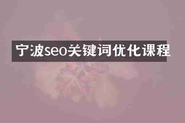 宁波seo关键词优化课程