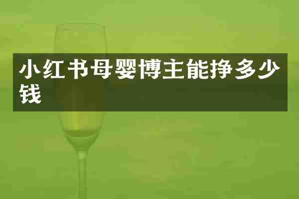 小红书母婴博主能挣多少钱