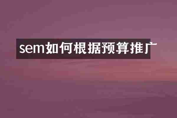 sem如何根据预算推广
