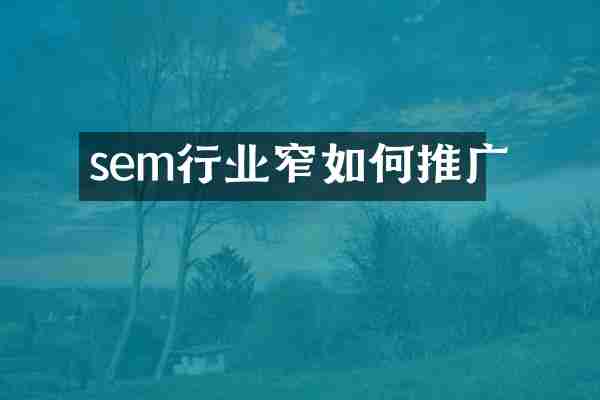 sem行业窄如何推广