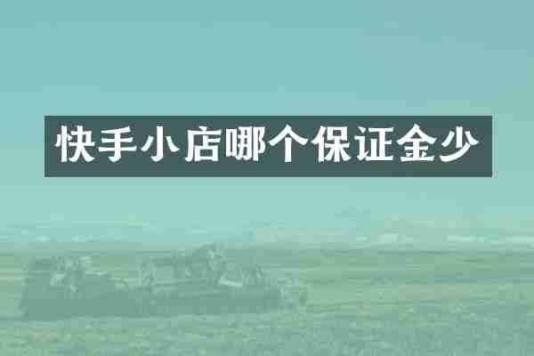快手小店哪个保证金少