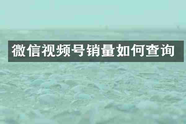 微信视频号销量如何查询