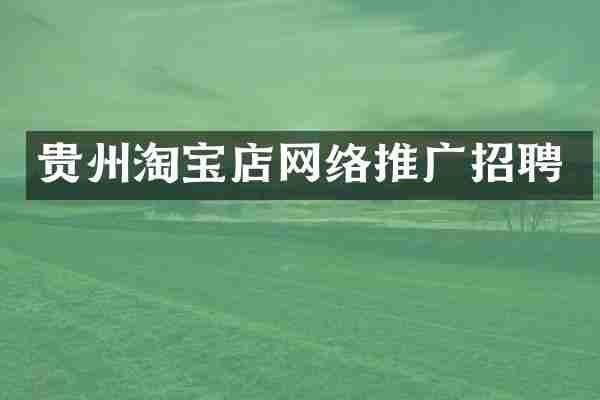 贵州淘宝店网络推广招聘