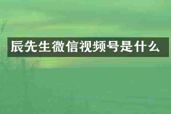 辰先生微信视频号是什么