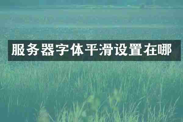 服务器字体平滑设置在哪