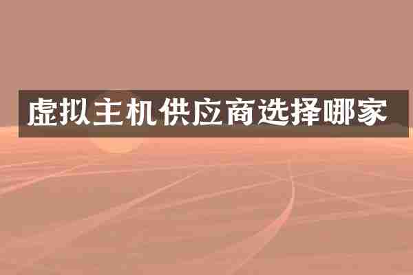 虚拟主机供应商选择哪家