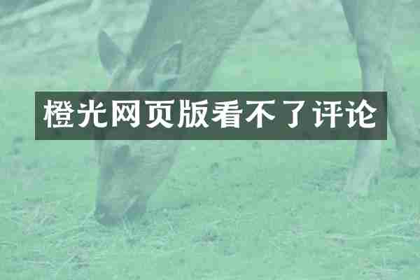 橙光网页版看不了评论
