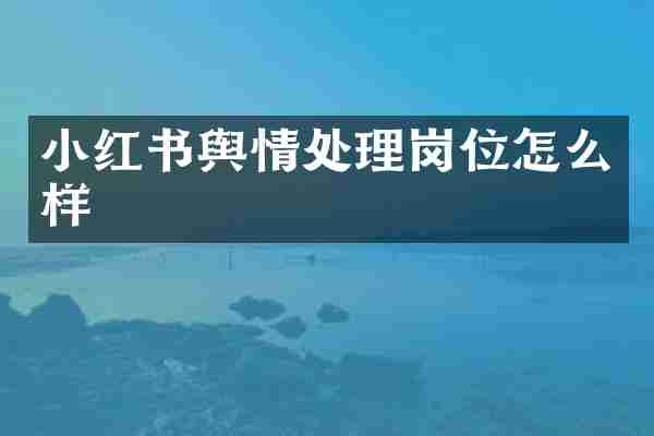 小红书舆情处理岗位怎么样