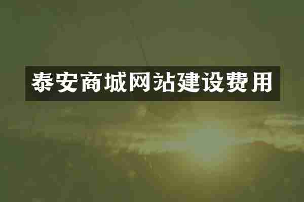 泰安商城网站建设费用