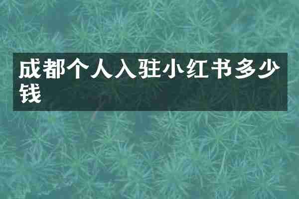 成都个人入驻小红书多少钱