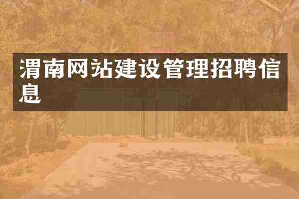 渭南网站建设管理招聘信息