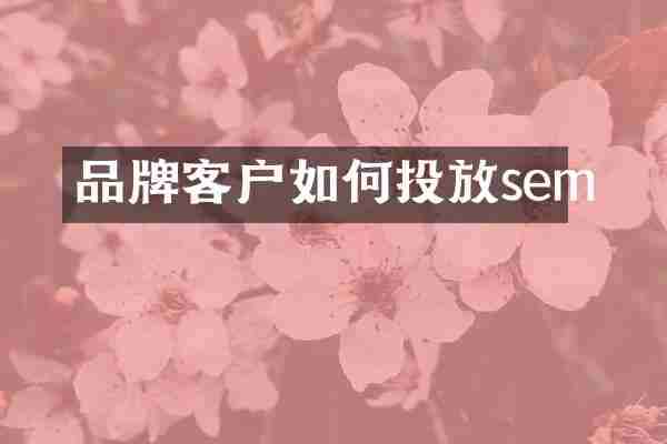 品牌客户如何投放sem