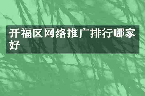 开福区网络推广排行哪家好