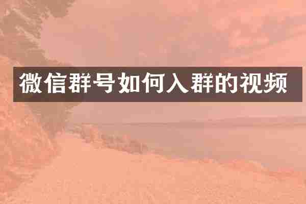 微信群号如何入群的视频
