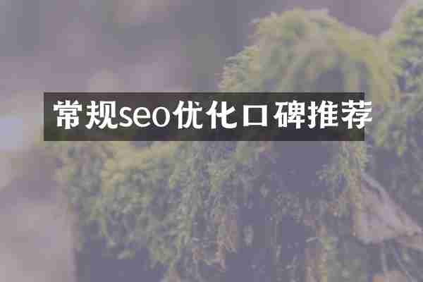 常规seo优化口碑推荐