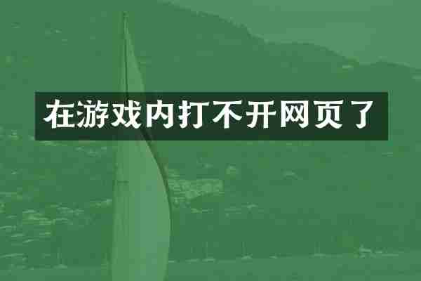 在游戏内打不开网页了