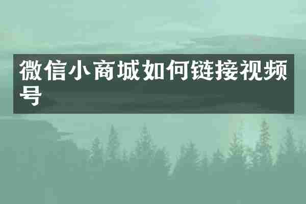 微信小商城如何链接视频号
