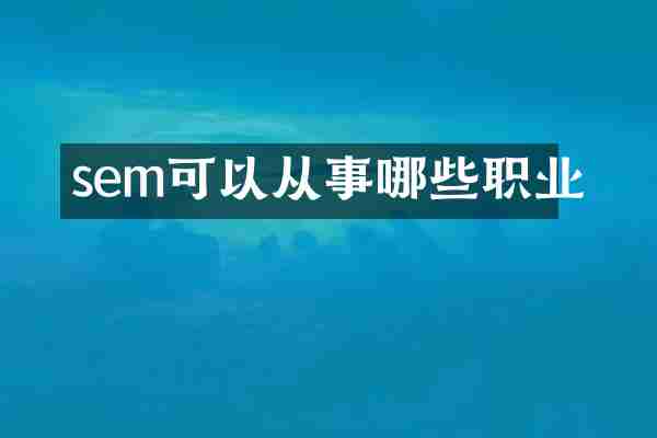 sem可以从事哪些职业